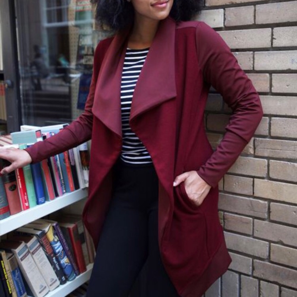 Betabrand mpg Burgundy open Jacket / Cardigan (L)